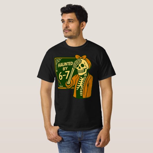 6〜7歳のユーモアのある先生のハロウィンスケルトンに悩まされている Tシャツ (正面フル)