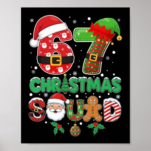 6 7 クリスマスチーム 面白い 67 数字のネタ クリスマスギフト 6 ポスター (正面)
