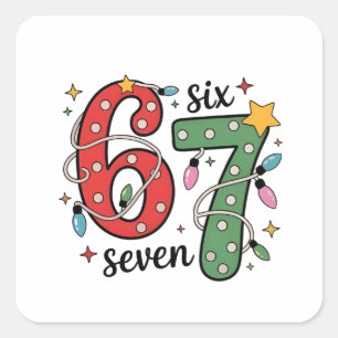6 7 シックス セブン ハンドサイン Gen Z アルファ メメ スラング クリスマス スクエアシール