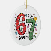 6 7 シックス セブン ハンドサイン Gen Z アルファ メメ スラング クリスマス セラミックオーナメント (右)