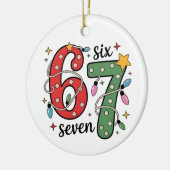 6 7 シックス セブン ハンドサイン Gen Z アルファ メメ スラング クリスマス セラミックオーナメント (左)