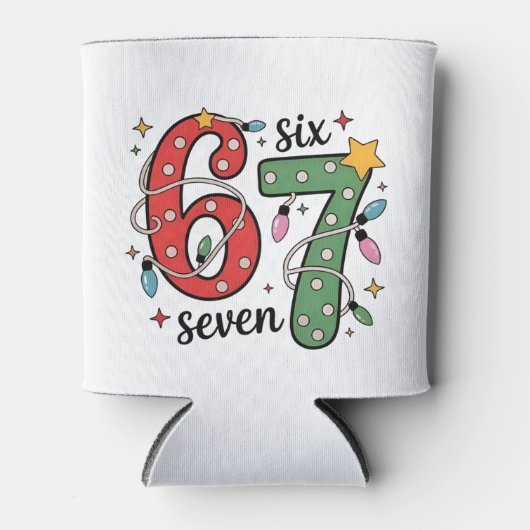 6 7 シックス セブン ハンドサイン Gen Z アルファ メメ スラング クリスマス 缶クーラー (正面)