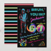 6-7 ボウリング Bruh ネオン ボウリング 誕生日 招待状 (正面/裏面)