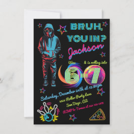 6-7 ボウリング Bruh ネオン ボウリング 誕生日 招待状
