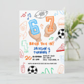 6 7 ミームトレンド シックスセブン 子供の誕生日 スポーツ Bruh 招待状 (スタンド正面)