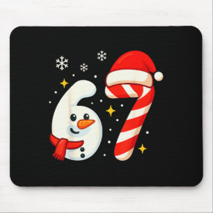 6 7 ミーム クリスマス シャツ 67 六 七 スノーマン ボーイ マウスパッド