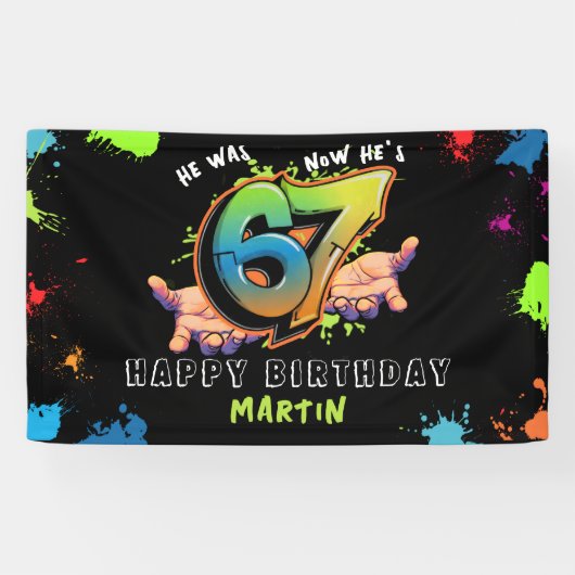 6 7 ミーム グラフィティ 6歳 7歳 誕生日 バナー 横断幕 (横)