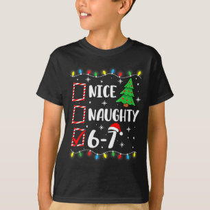 6-7 ミーム 可愛い 悪戯っ子 67 クリスマス 脳がおかしい 面白い Tシャツ