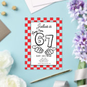 6 7 ミーム 誕生日 黒市松模様 インビテーション アクリル招待状 (インサイチュ (ウェディング))