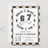 6 7 ミーム 7歳の誕生日 リトロ 招待状 (正面)
