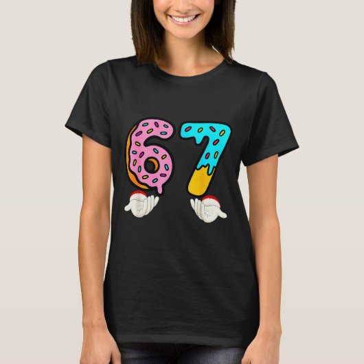 6-7 ミームTシャツ 67 クリスマス 脳がおかしい 面白い男子 Tシャツ (正面)