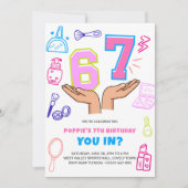 6 7 メイク落としらくがきアート女の子の誕生日 招待状 (正面)