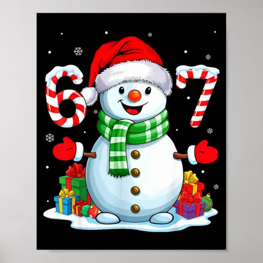 6 7 メメクリスマス おもしろ雪だるま 6 7 メンズ  ポスター (正面)