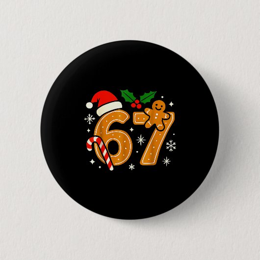 6 7 メメクリスマスTシャツ 67 シックス セブン クッキー ジンジャーマン 缶バッジ (正面)