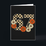 6 7 レトロ 秋 ミーム チェック柄Tシャツ 67に悩まされている カード<br><div class="desc">6 7 レトロ 秋 ミーム チェック柄Tシャツ 67 六七</div>