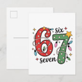 6 7 六七 手勢 ジェネレーションZ アルファ ミーム スラング クリスマス インビテーションポストカード (正面/裏面)