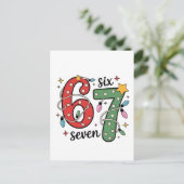 6 7 六七 手勢 ジェネレーションZ アルファ ミーム スラング クリスマス インビテーションポストカード (スタンド正面)