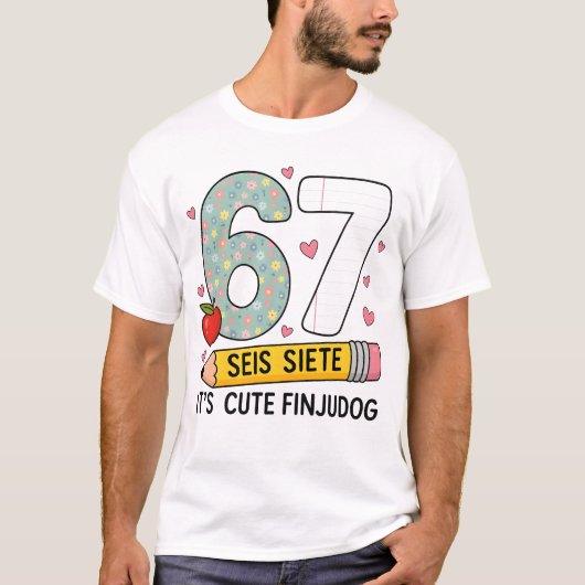6 7 六 七 かわいい先生 バイリンガル教室 Tシャツ (正面)