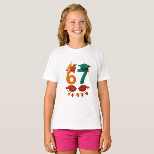 6 7 学生向けのバックトゥスクールギフト Tシャツ (正面フル)