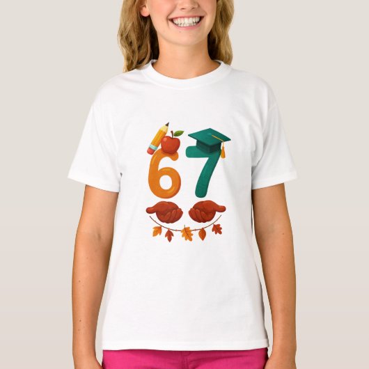6 7 学生向けのバックトゥスクールギフト Tシャツ (正面)