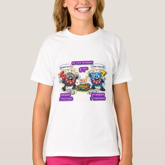 6’7” 生存に欠かせない化学元素 Tシャツ (正面)