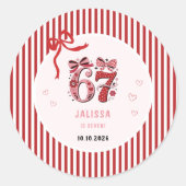 6 7 誕生日 お姫様 ピンク キッズ 7歳の誕生日 ラウンドシール (正面)