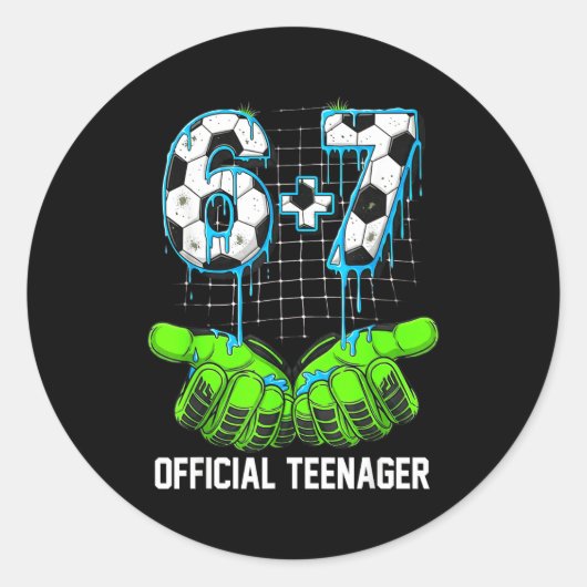 6+7 = 13歳の少年少女ティーンエイジャー 13歳の誕生日 ラウンドシール (正面)