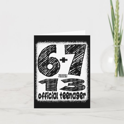 6+7 13歳の男子中学生になる面白い13回目の誕生日 カード (正面)