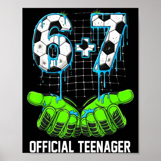 6+7 = 13歳 男の子 女の子 ティーンエイジャー 13歳の誕生日 ポスター (正面)