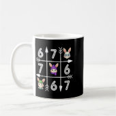 6 7 67のイースターおめでとう、みんな！卵が6 7個 コーヒーマグカップ (左)