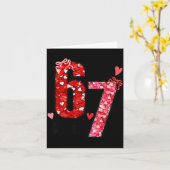 6 7 67 ハート 6 7 ミーム少年少女子供バレン カード (黄色い花)