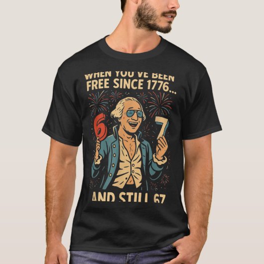 6-7 7-6 ジョージ・ワシントン ミーム おもしろ 67 デザイン Tシャツ (正面)