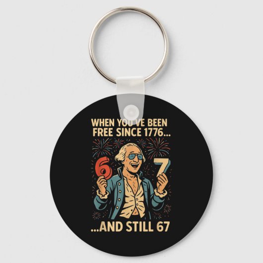 6-7 7-6 George Washington Meme Funny 67 Design  キーホルダー (正面)