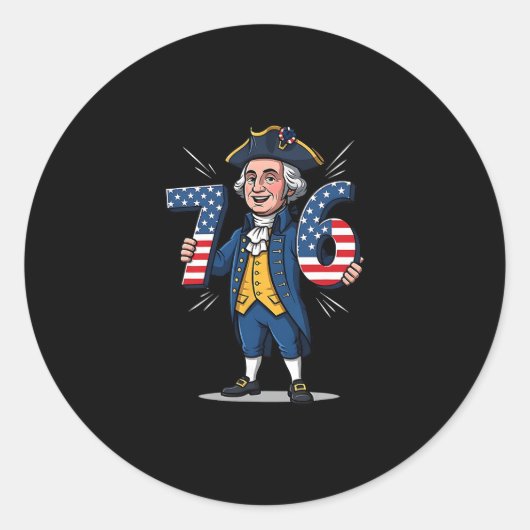 6-7 7-6 George Washington Six Seven Meme Gen Alpha ラウンドシール (正面)