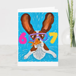6 7 Basset Hound underwater with fish card カード