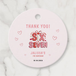 6 7 Birthday for Girls, Pink 7th Kids Party  フェイバータグ