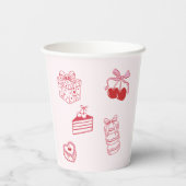 6 7 Birthday for Girls, Pink 7th Kids Party 紙コップ (裏面)