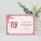 6 7 Birthday for Girls, Pink Kids 7th Birthday サンキューカード (スタンド正面)