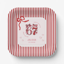 6 7 Birthday for Girls, Pink Kids 7th Birthday ペーパープレート