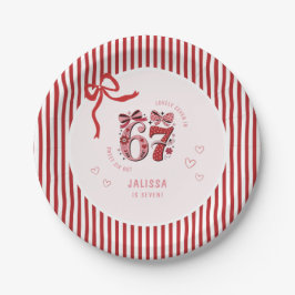 6 7 Birthday for Girls, Pink Kids 7th Birthday ペーパープレート