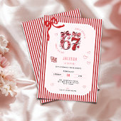 6 7 Birthday for Girls, Pink Kids 7th Birthday 招待状