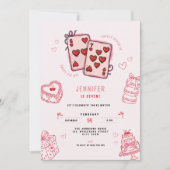 6 7 Birthday for Girls, Pink Six Seven Kids Party 招待状 (正面)