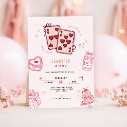 6 7 Birthday for Girls, Pink Six Seven Kids Party  招待状