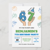 6-7 Birthday Invitation for Boys, Six Seven Meme 招待状 (正面)