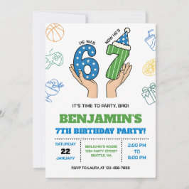 6-7 Birthday Invitation for Boys, Six Seven Meme 招待状