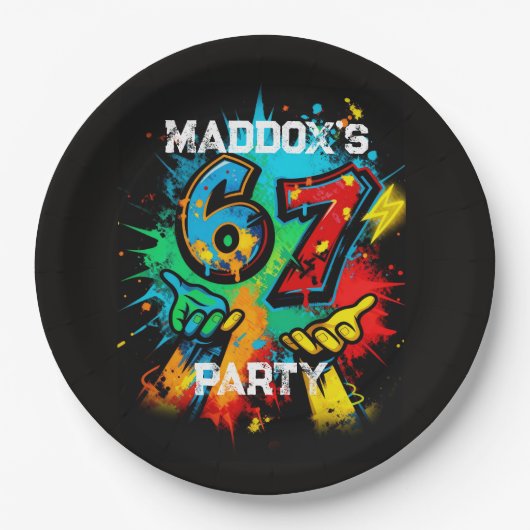 6-7 Birthday Party Paper Plates Six Seven Decor ペーパープレート (正面)