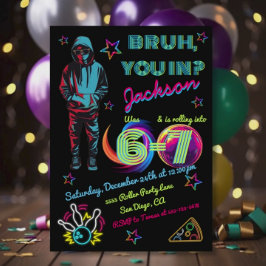 6-7 Bowling Bruh Neon Bowling Birthday 招待状
