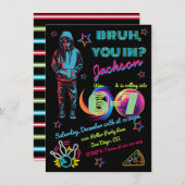 6-7 Bowling Bruh Neon Bowling Birthday 招待状 (正面/裏面)