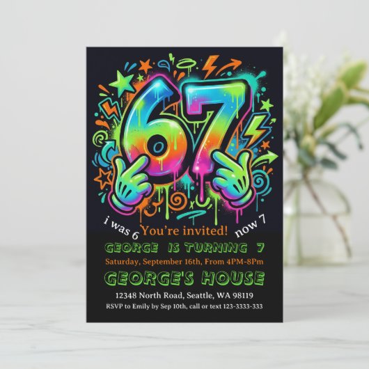 6-7 Boys Birthday Party Invitation 招待状 (スタンド正面)