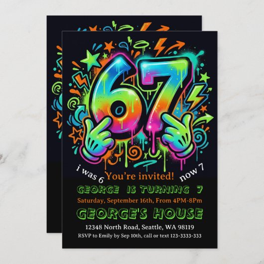 6-7 Boys Birthday Party Invitation 招待状 (正面/裏面)